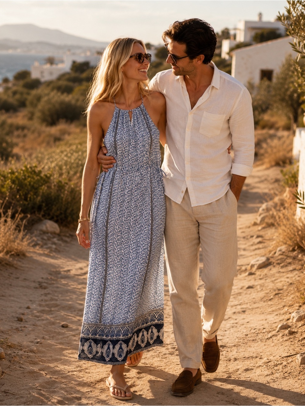 Joie White & Blue Printed Halter Maxi Dress